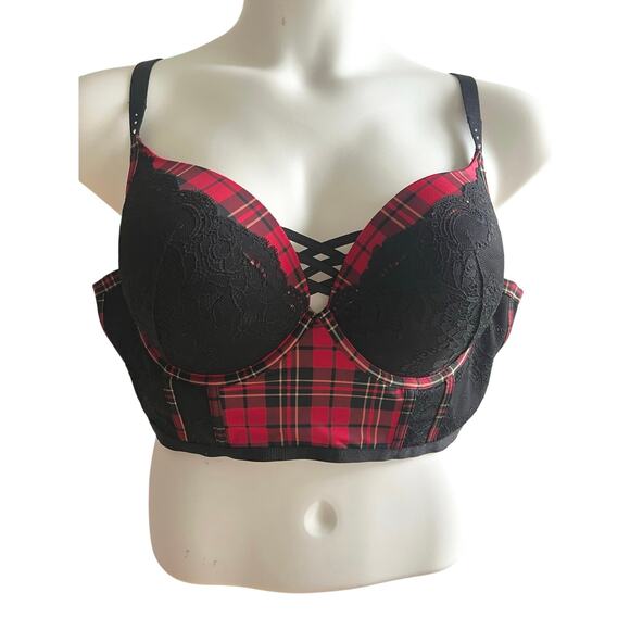 NWT‎ Torrid Bra 42D Bustier Long Line Punk Gothic Lingerie Core Rebel Vampy Lace - Picture 1 of 6